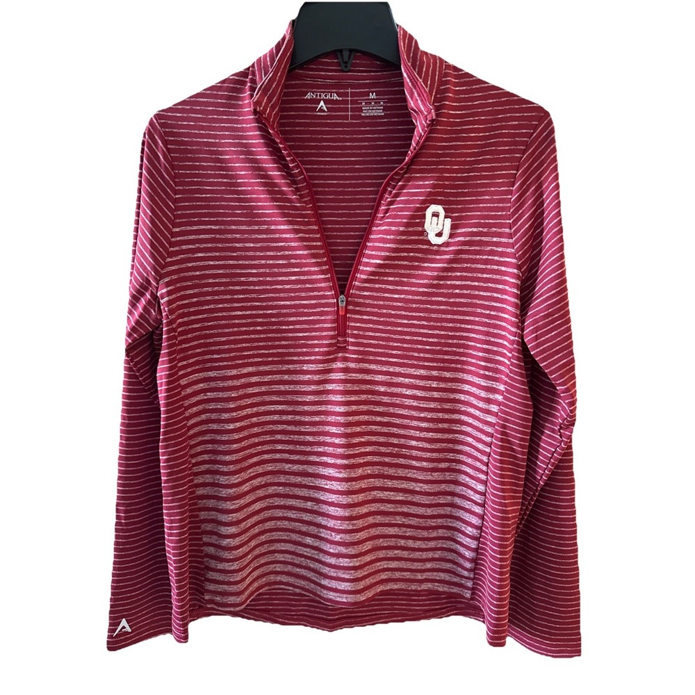 Oklahoma Sooners Women's Antigua Crimson/Heathered‎ Pace 1/2 Zip Pullover EUC